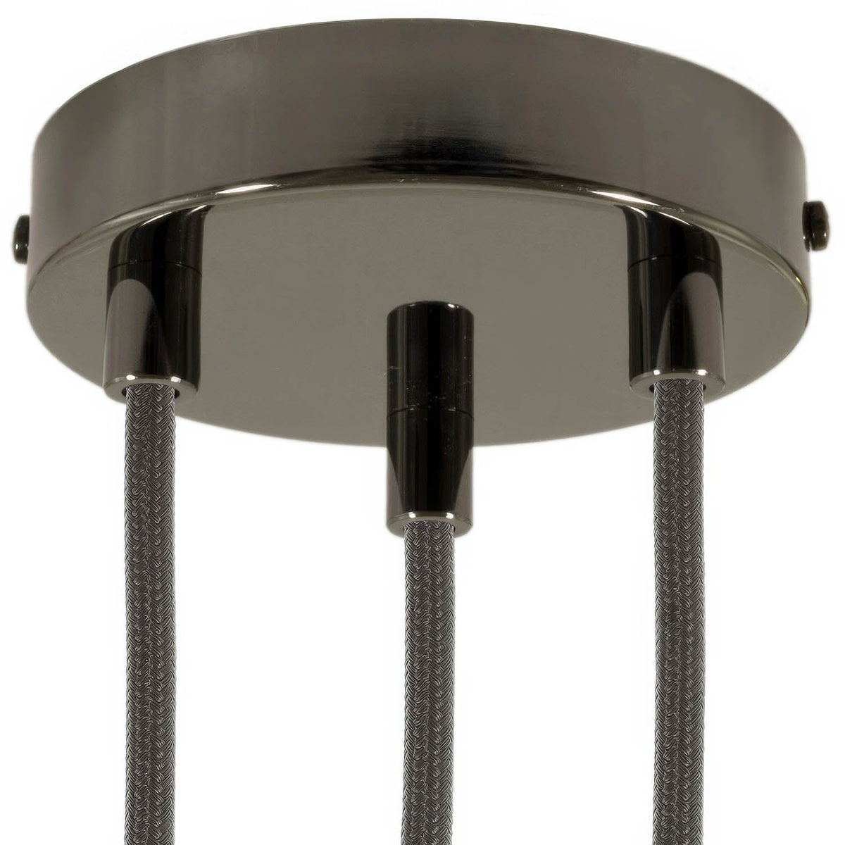 Zylindrisches Lampenbaldachin-Set aus Metall mit 3 Löchern – Perlschwarz – Ansicht 6