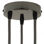 Zylindrisches Lampenbaldachin-Set aus Metall mit 3 Löchern – Perlschwarz
