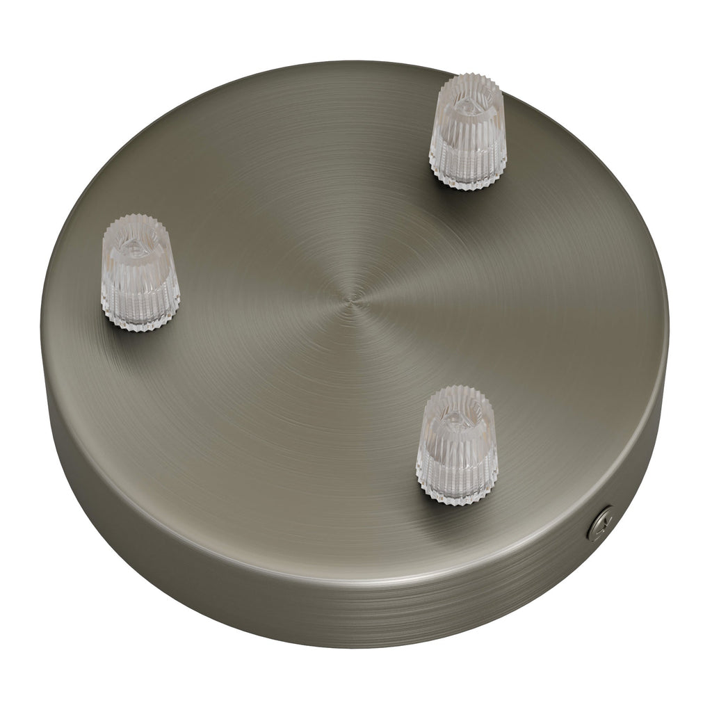 Zylindrisches Lampenbaldachin-Set aus Metall mit 3 Löchern – Satin-Titan – Ansicht 2