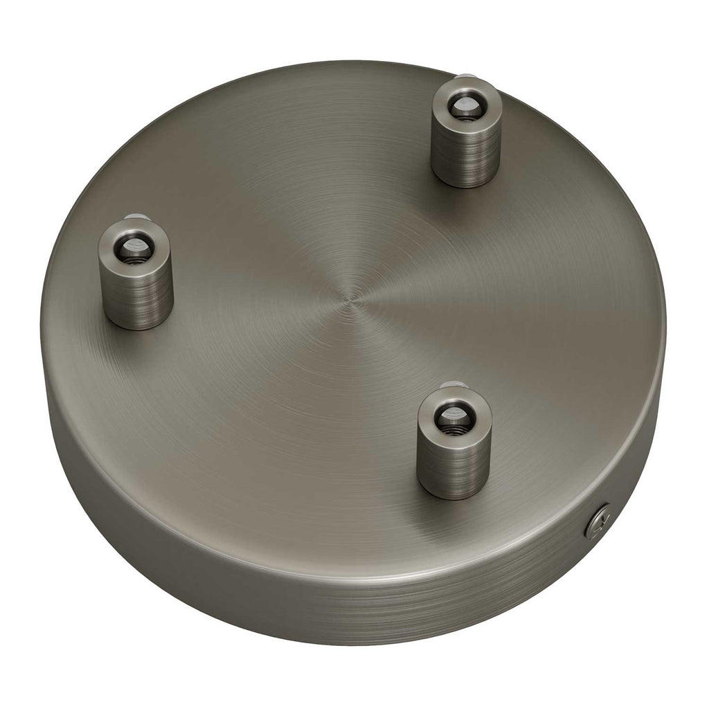 Zylindrisches Lampenbaldachin-Set aus Metall mit 3 Löchern – Satin-Titan – Ansicht 7