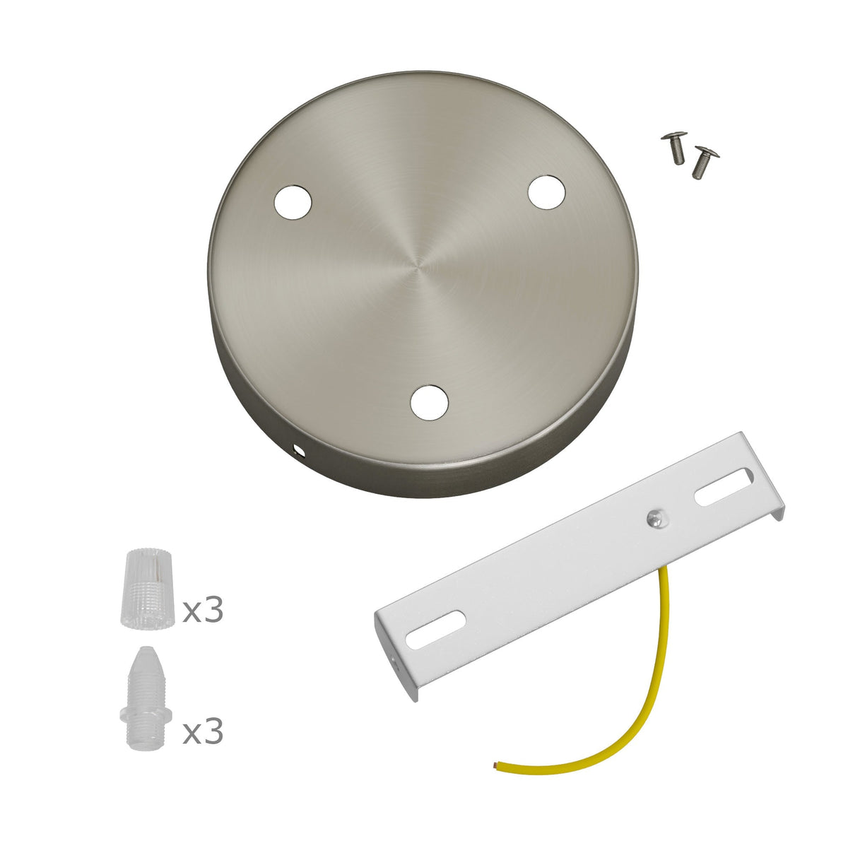 Zylindrisches Lampenbaldachin-Set aus Metall mit 3 Löchern – Satin-Titan – Ansicht 3