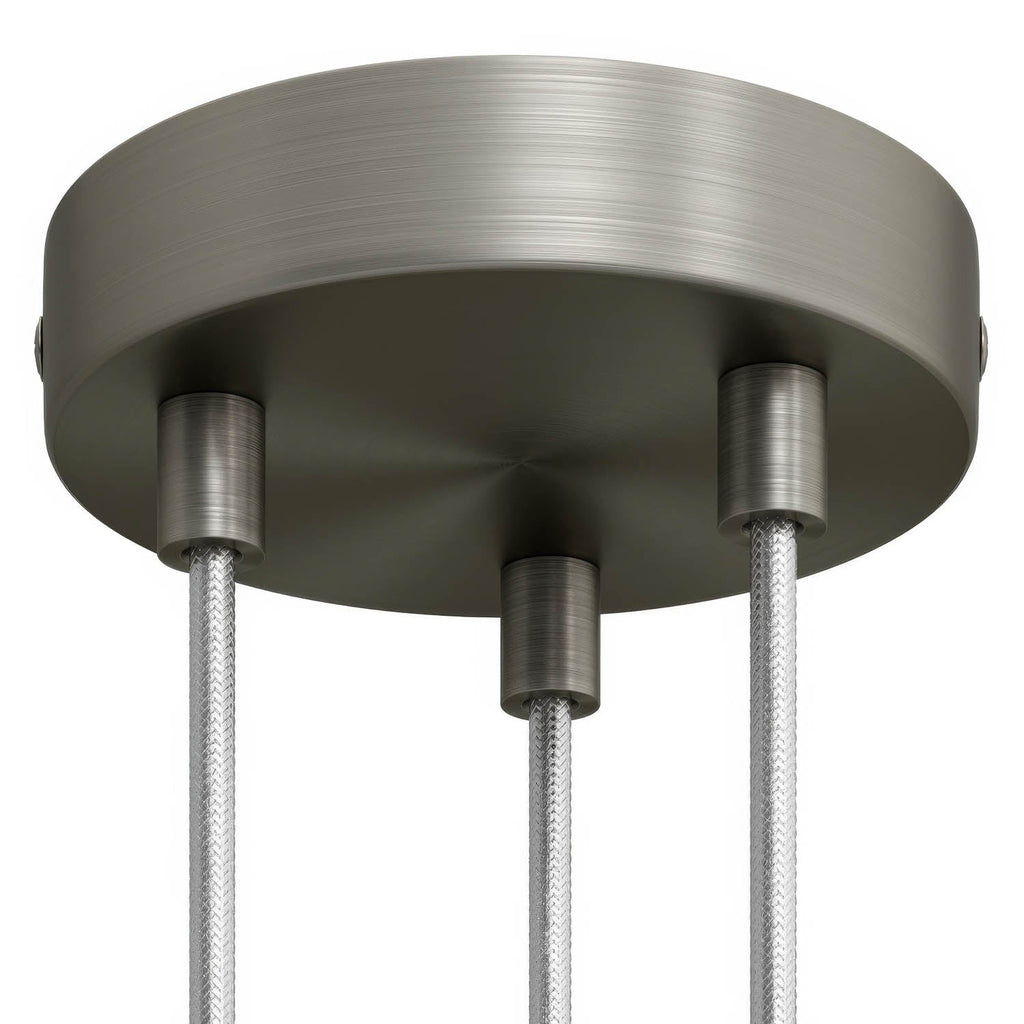 Zylindrisches Lampenbaldachin-Set aus Metall mit 3 Löchern – Satin-Titan – Ansicht 6