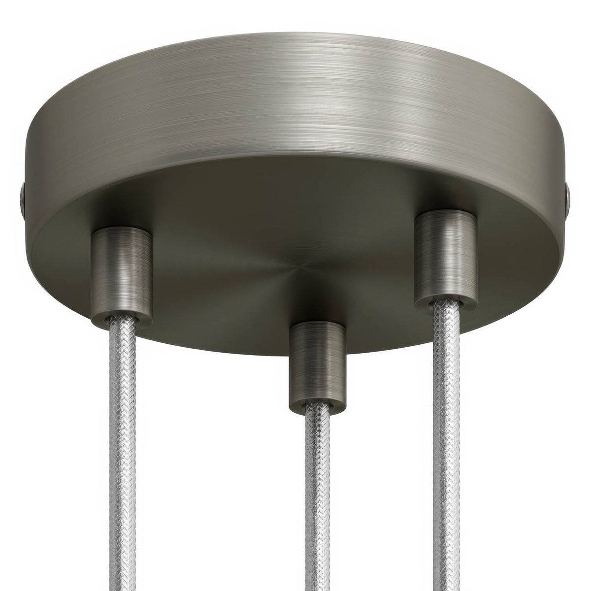Zylindrisches Lampenbaldachin-Set aus Metall mit 3 Löchern – Satin-Titan – Ansicht 6