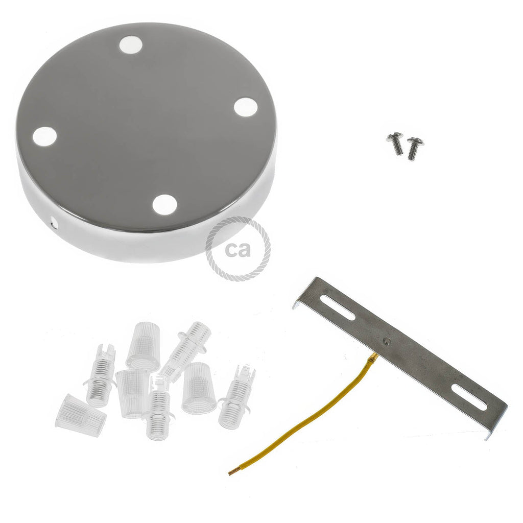Zylindrisches Metall-Baldachin-Set mit 4 Bohrungen – Chrom – Ansicht 3