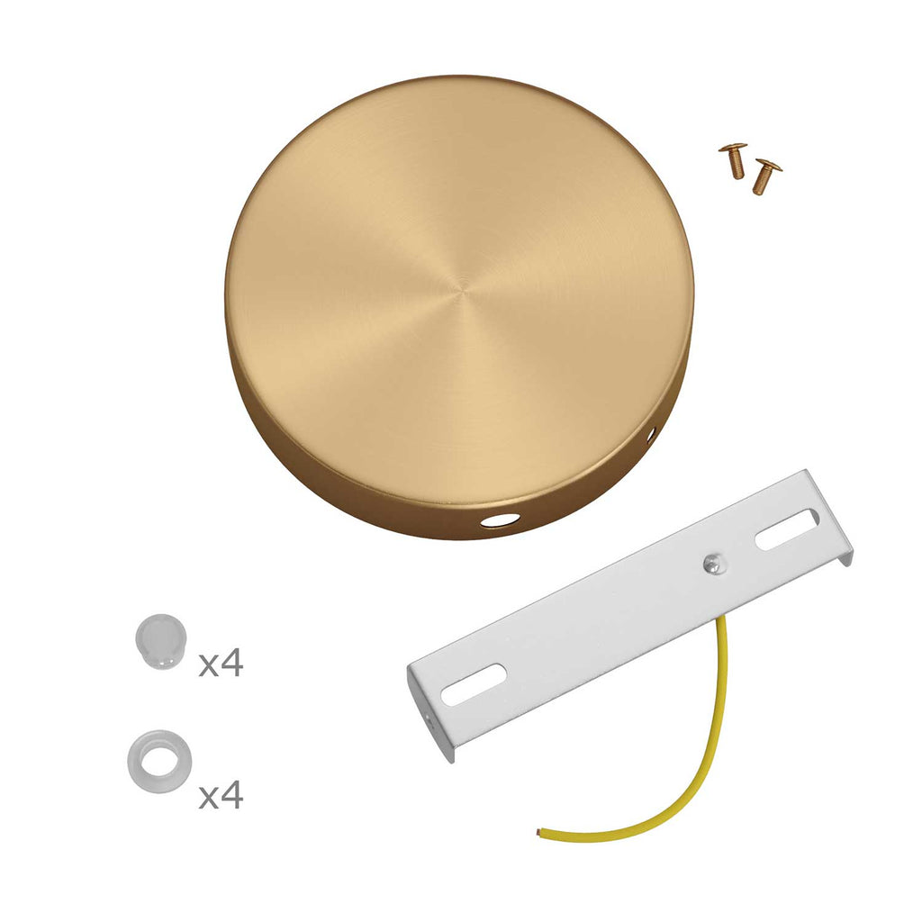 Zylindrischer Deckenbaldachin-Kit aus Metall mit 4 seitlichen Löchern (Abzweigdose) – Satin-Bronze – Ansicht 3