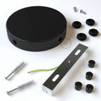 Zylindrisches, seitlich 4-fach gelochtes Metall-Baldachin-Kit (Verteilerdose) – Schwarz – Ansicht 3
