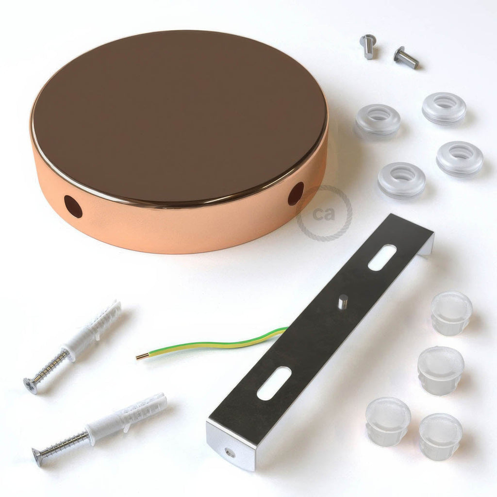 Zylindrisches Baldachin-Set aus Metall mit 4 seitlichen Löchern (Abzweigdose) – Kupfer – Ansicht 3