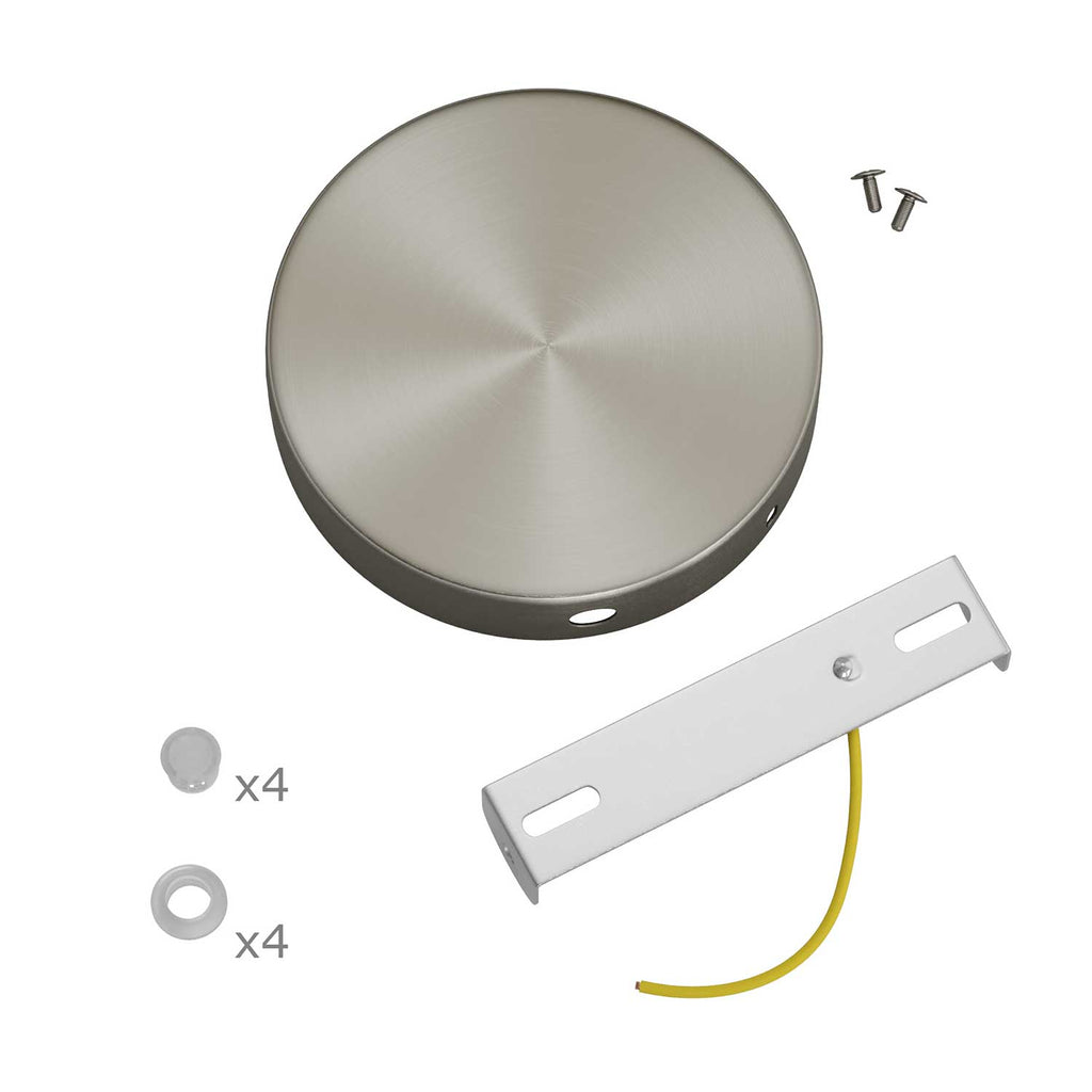 Zylinderförmiges Baldachin-Set aus Metall mit 4 seitlichen Löchern (Verteilerdose) – Satin Titan – Ansicht 3