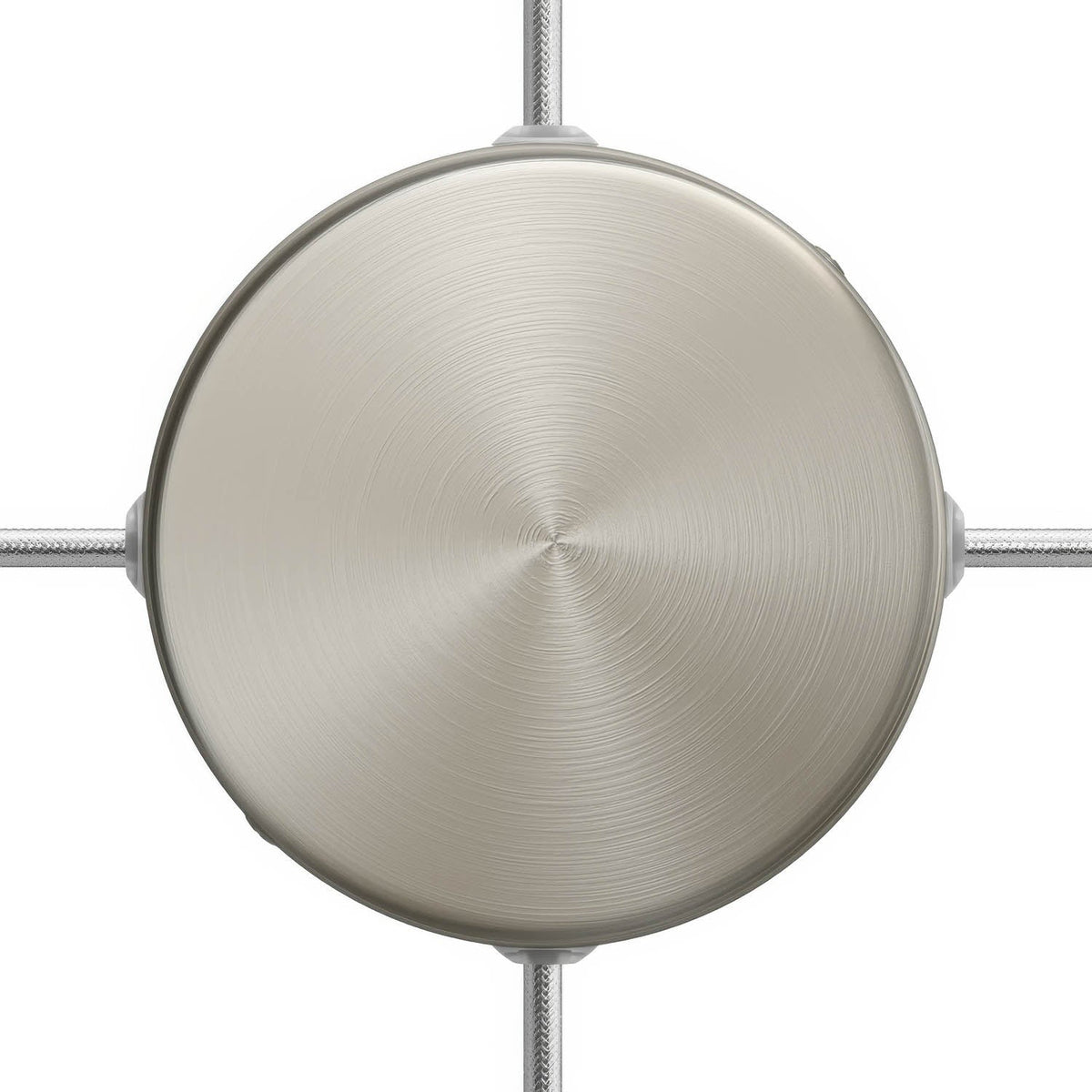 Zylinderförmiges Baldachin-Set aus Metall mit 4 seitlichen Löchern (Verteilerdose) – Satin Titan