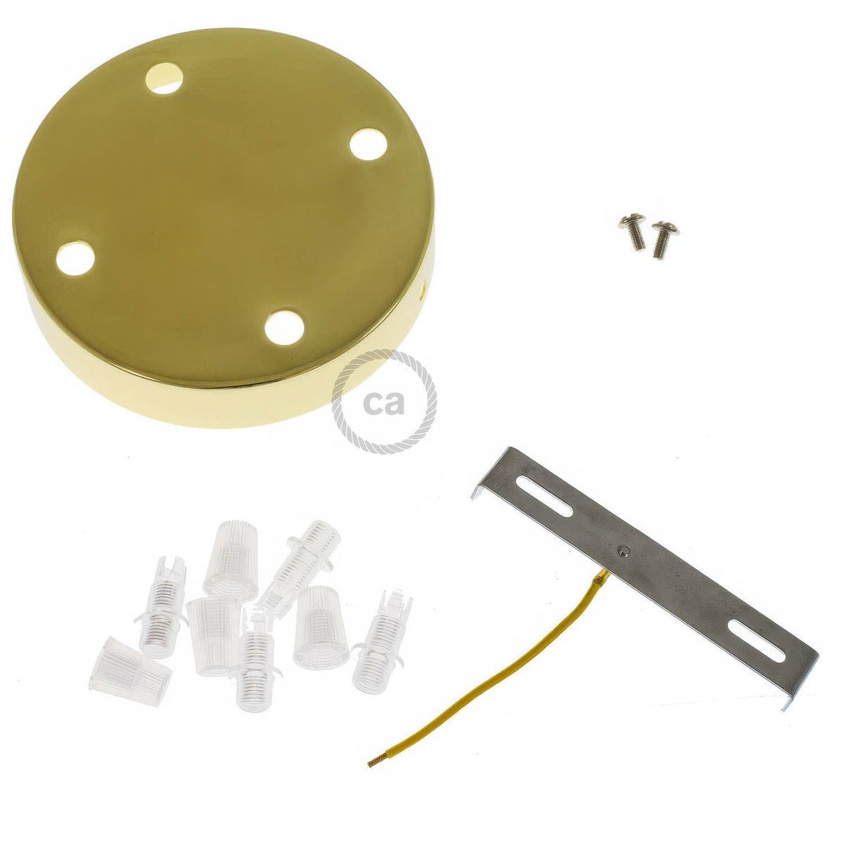 Kit zylindrischer Lampenbaldachin aus Metall mit 4 Löchern – Messing – Ansicht 3