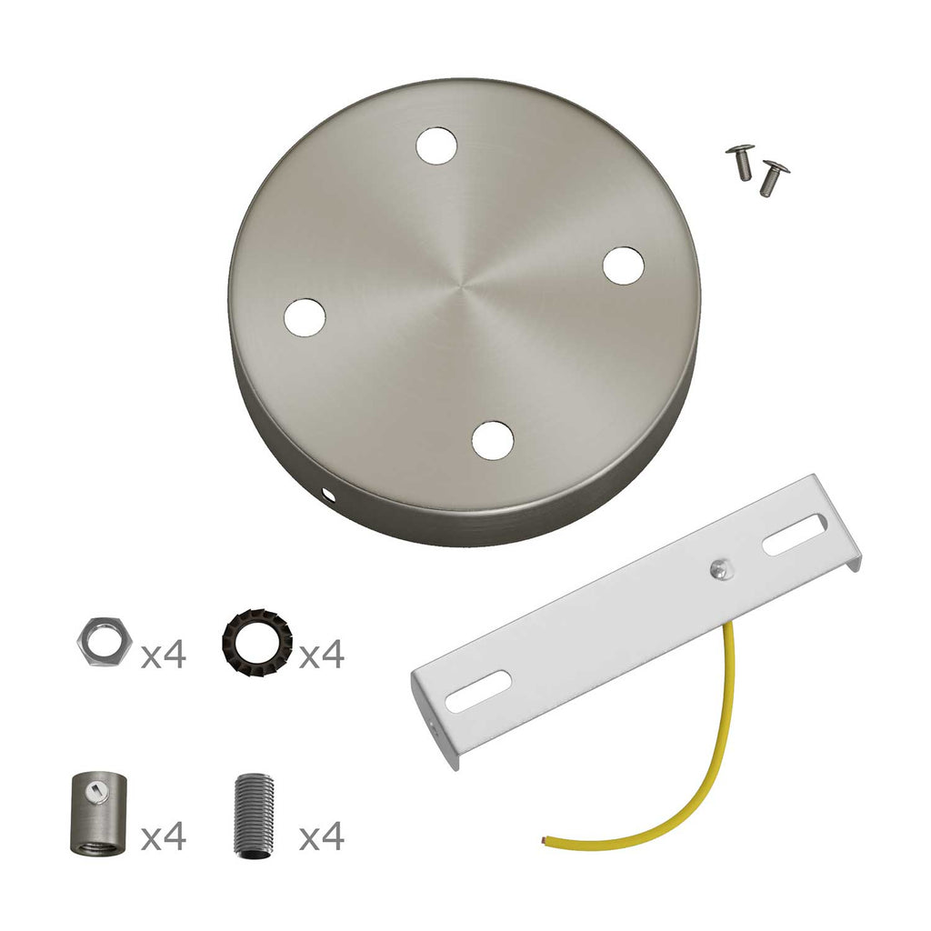 Zylindrischer Deckenbaldachin-Kit aus Metall mit 4 Löchern – Satin-Titan – Ansicht 8