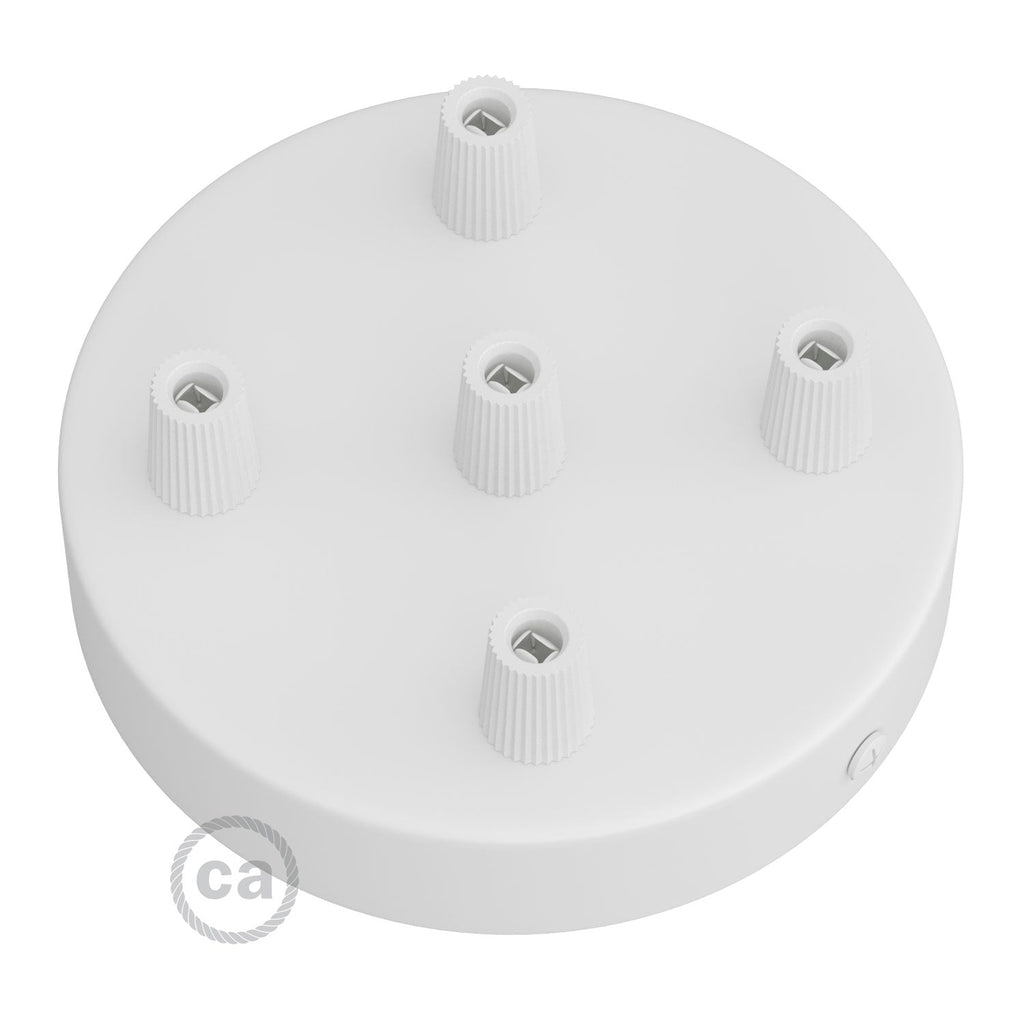 Zylindrisches Lampenbaldachin-Set aus Metall mit 5 Löchern – Mattweiß – Ansicht 2