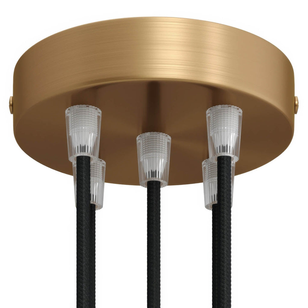 Zylindrisches Lampenbaldachin-Kit aus Metall mit 5 Öffnungen – Satinbronze