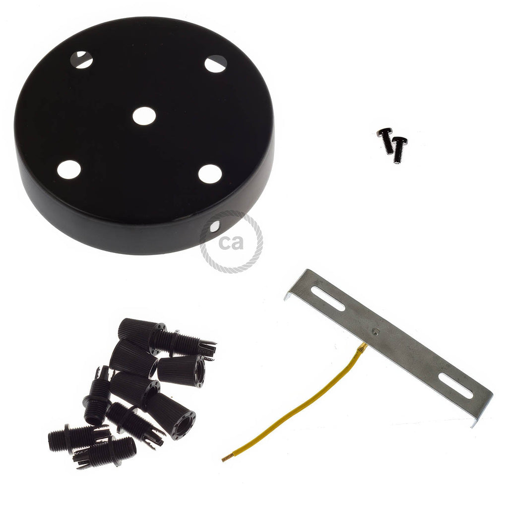 Zylindrisches Rosetten-Kit aus Metall mit 5 Löchern – Schwarz – Ansicht 3