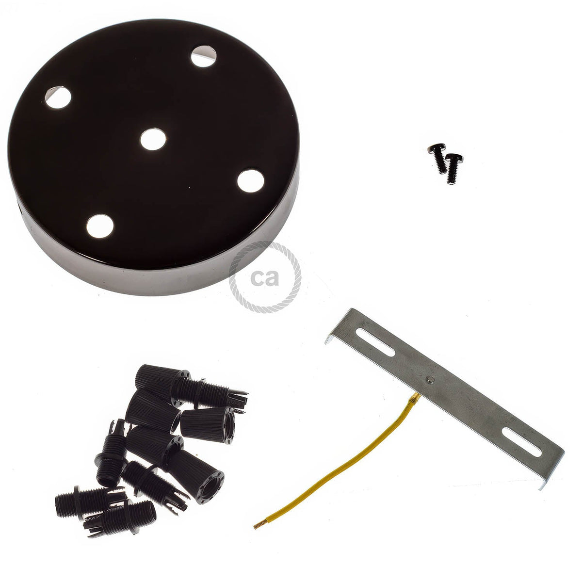 Metall-Zylinderrosetten-Kit mit 5 Löchern – Schwarzperle – Ansicht 3
