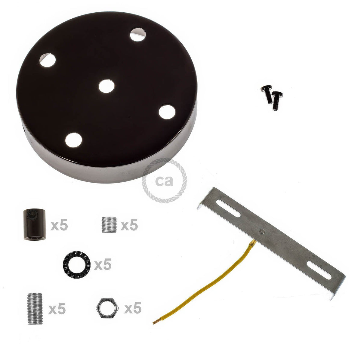 Metall-Zylinderrosetten-Kit mit 5 Löchern – Schwarzperle – Ansicht 8