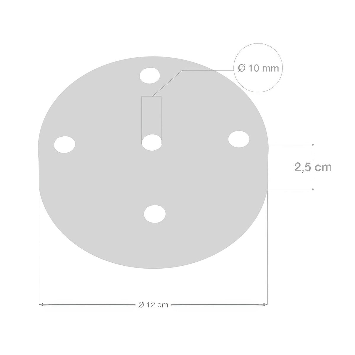 Zylindrischer Lampenbaldachin-Kit aus Metall mit 5 Löchern - Satin-Kupfer – Ansicht 5