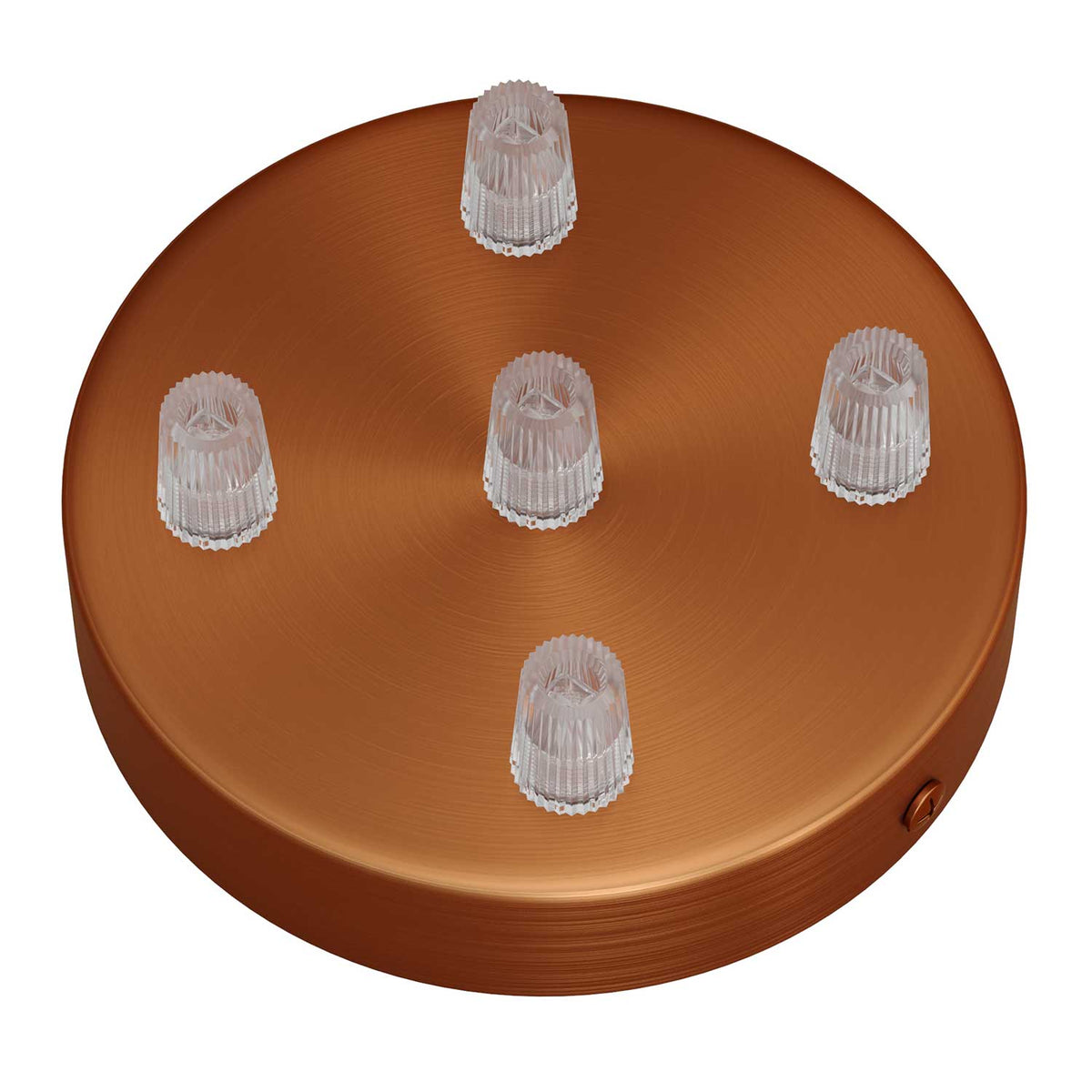 Zylindrischer Lampenbaldachin-Kit aus Metall mit 5 Löchern - Satin-Kupfer – Ansicht 2