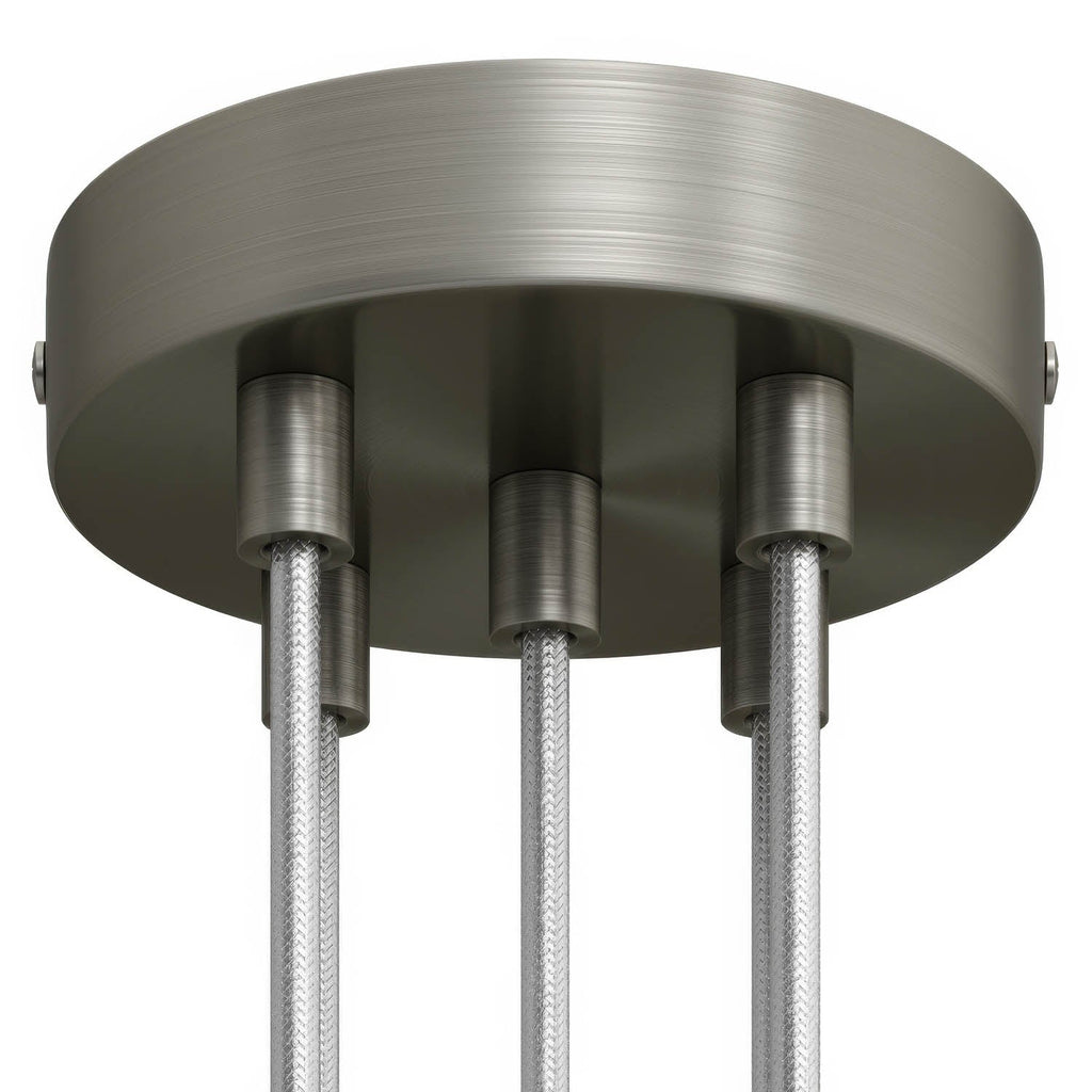 Zylindrisches Lampenbaldachin-Set aus Metall mit 5 Löchern – Satin-Titan – Ansicht 5