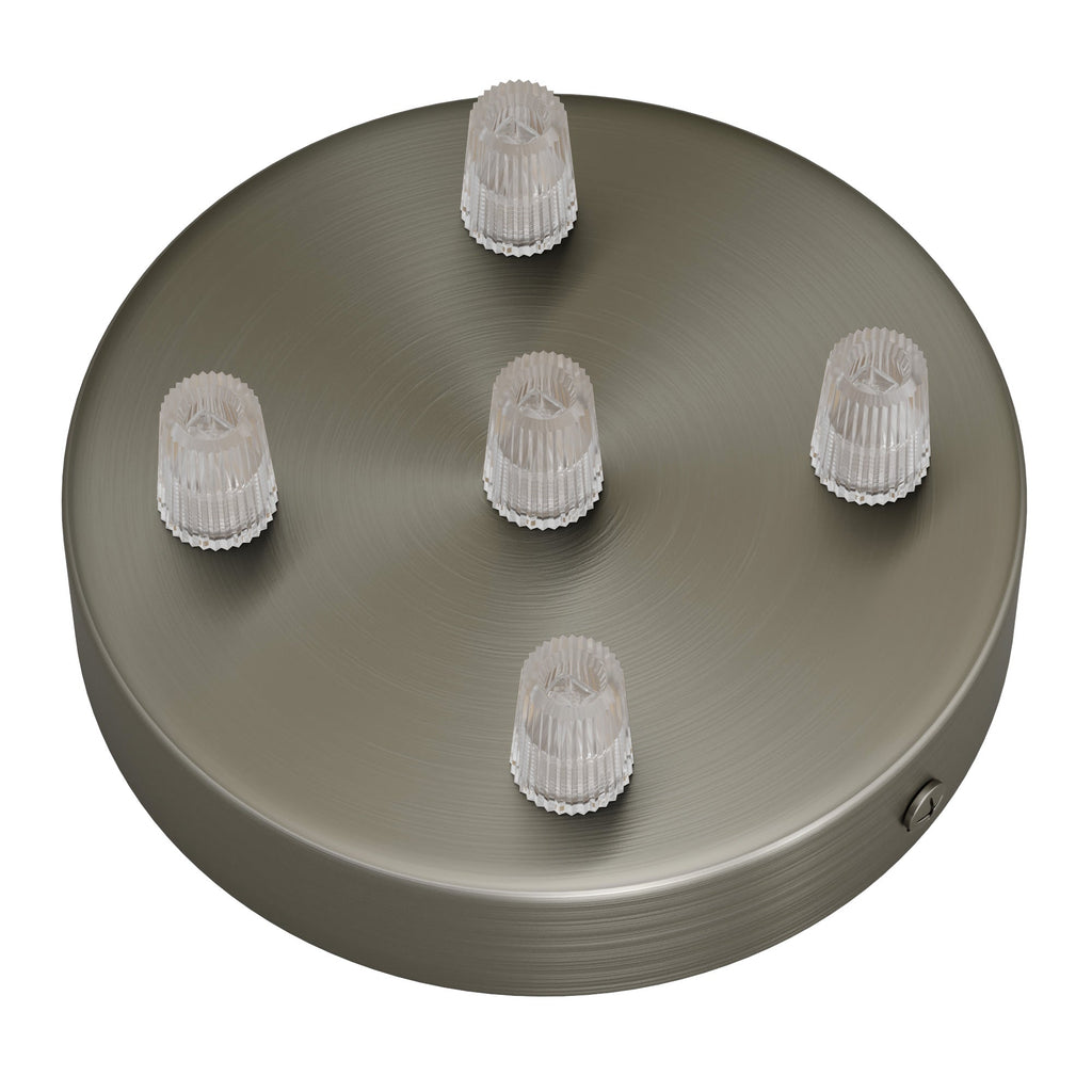 Zylindrisches Lampenbaldachin-Set aus Metall mit 5 Löchern – Satin-Titan – Ansicht 2