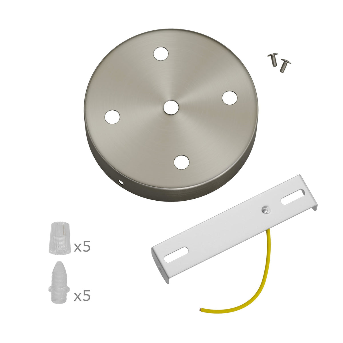 Zylindrisches Lampenbaldachin-Set aus Metall mit 5 Löchern – Satin-Titan – Ansicht 3