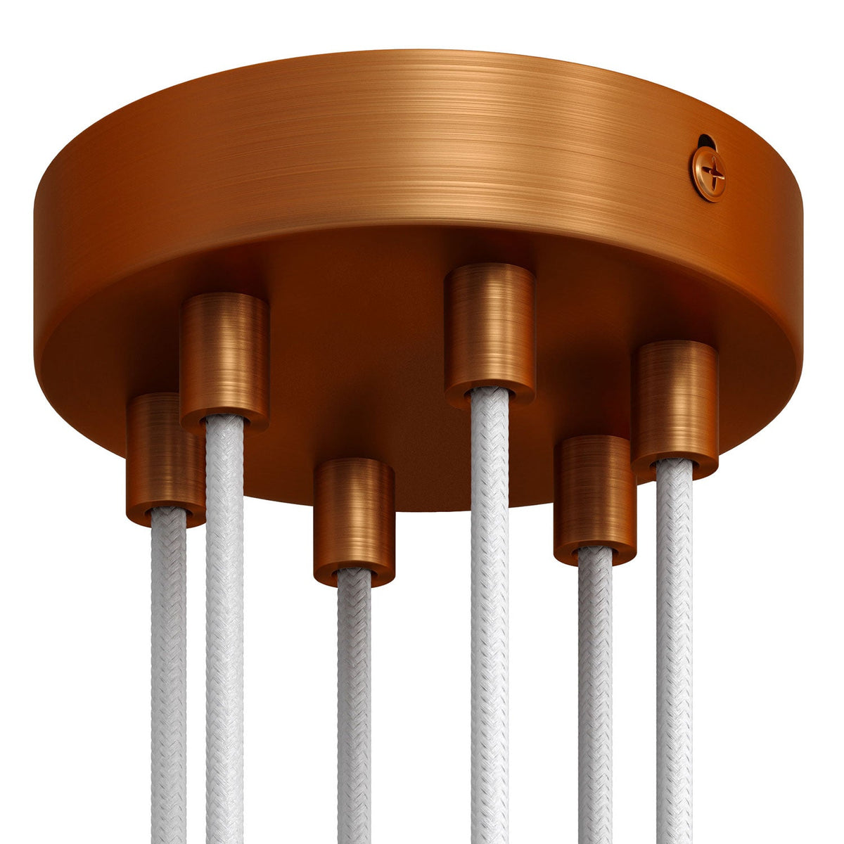 Kit Lampenbaldachin zylindrisch aus Metall mit 6 Löchern – Satin-Kupfer – Ansicht 5