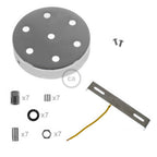 Zylindrisches Lampenbaldachin-Kit aus Metall mit 7 Löchern - Chrom – Ansicht 8