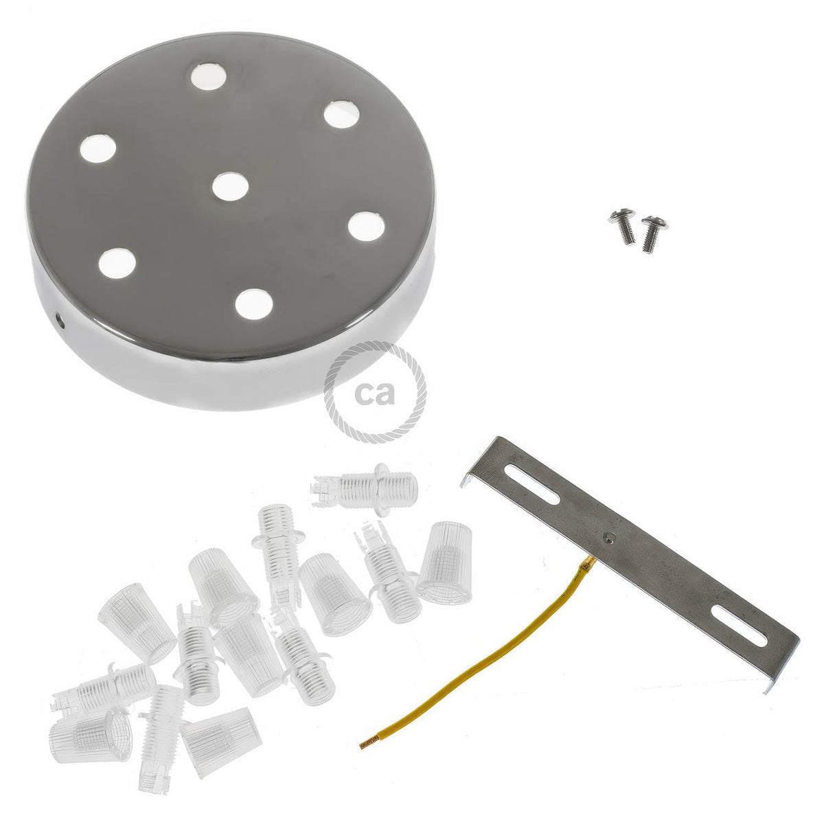 Zylindrisches Lampenbaldachin-Kit aus Metall mit 7 Löchern - Chrom – Ansicht 3