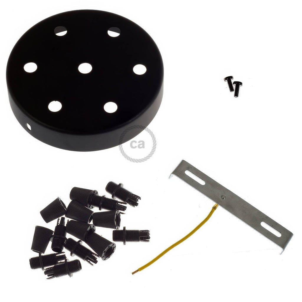 Kit Lampenbaldachin zylindrisch aus Metall mit 7 Löchern – Schwarz – Ansicht 3