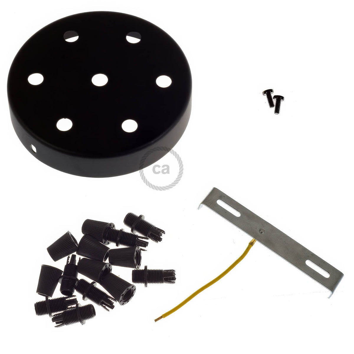 Kit Lampenbaldachin zylindrisch aus Metall mit 7 Löchern – Schwarz – Ansicht 3