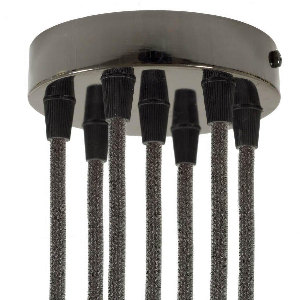 Zylindrisches Lampenbaldachin-Set aus Metall mit 7 Löchern – Perlschwarz