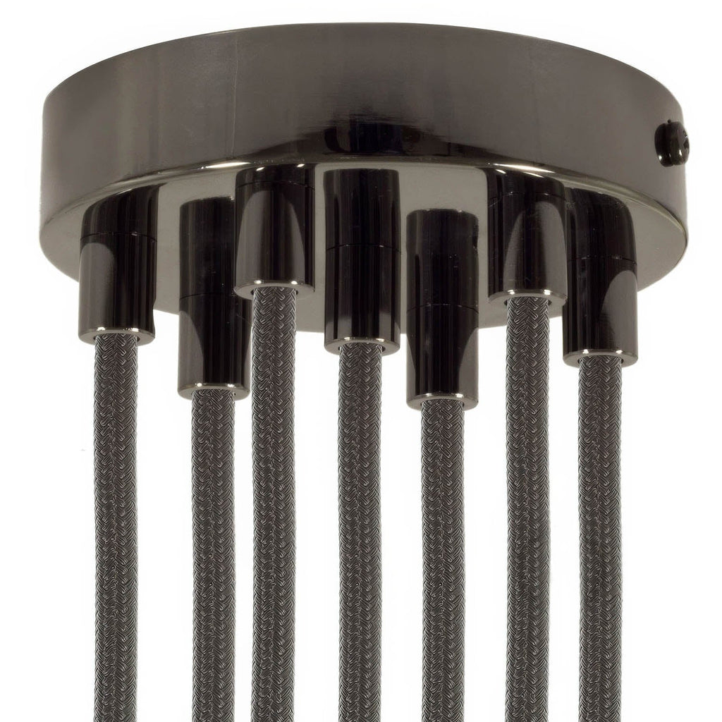Zylindrisches Lampenbaldachin-Set aus Metall mit 7 Löchern – Perlschwarz – Ansicht 6