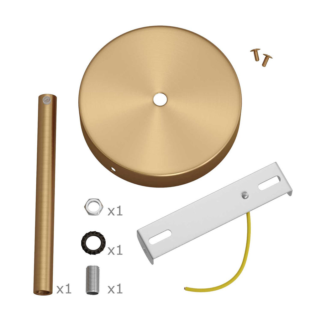 Zylinderförmiges Lampenbaldachin-Kit aus Metall mit 15 cm Textilkabel-Zugentlastung – Satinbronze – Ansicht 3