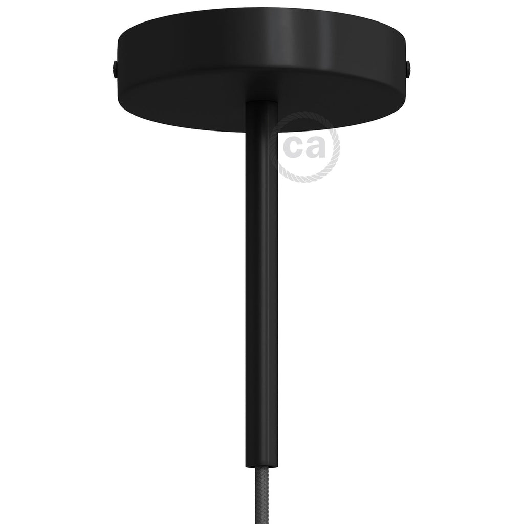 Kit mit zylindrischem Lampenbaldachin aus Metall mit 15 cm Zugentlastung – Schwarz