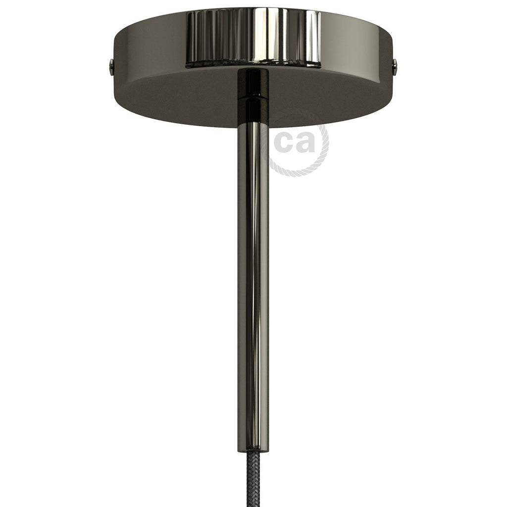 Zylindrisches Metallbaldachin-Kit mit 15 cm Kabelzugentlaster - Schwarz Perle