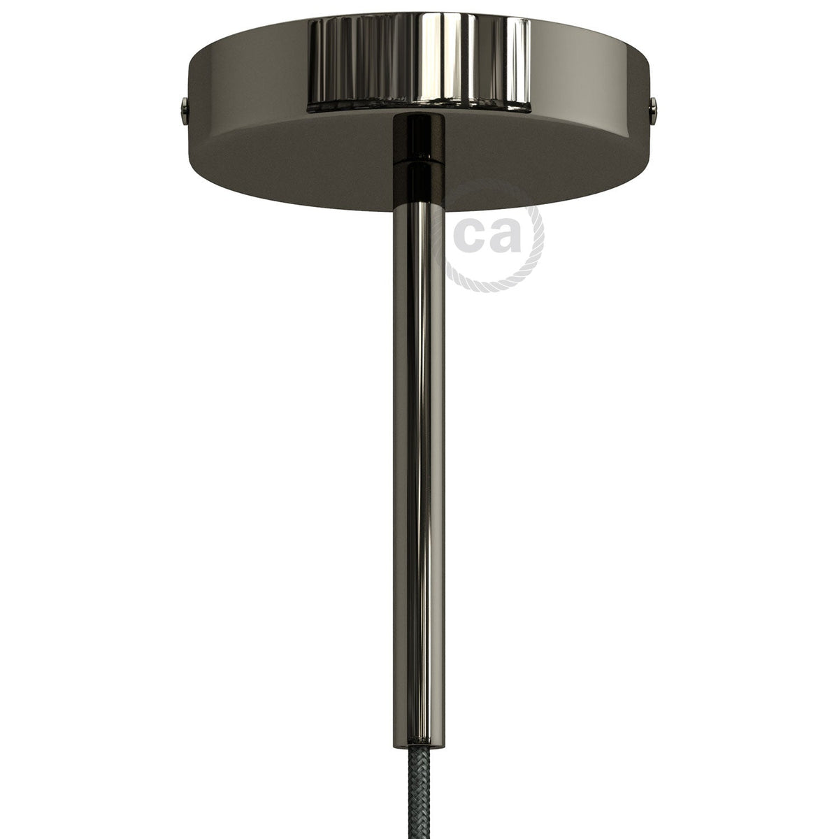 Zylindrisches Metallbaldachin-Kit mit 15 cm Kabelzugentlaster - Schwarz Perle