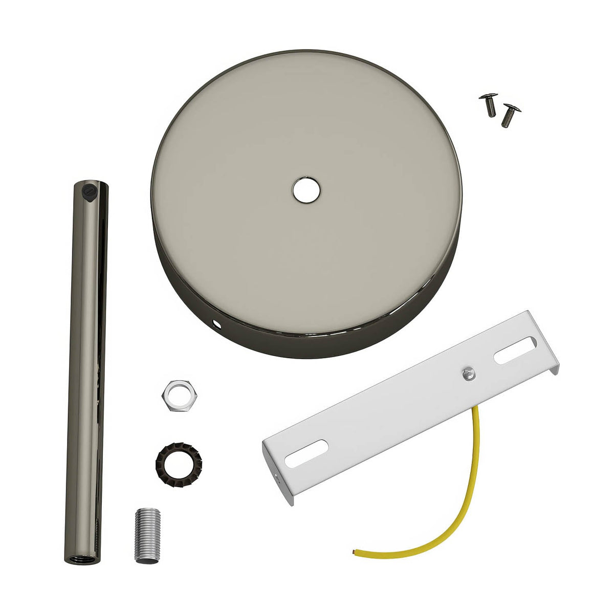 Zylindrisches Metallbaldachin-Kit mit 15 cm Kabelzugentlaster - Schwarz Perle – Ansicht 3