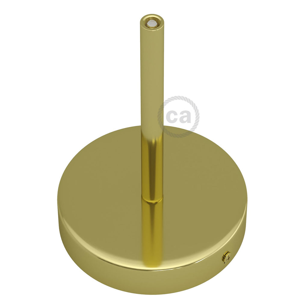 Zylindrisches Lampenbaldachin-Kit aus Metall mit Textilkabel-Zugentlastung, 15 cm – Messing – Ansicht 2