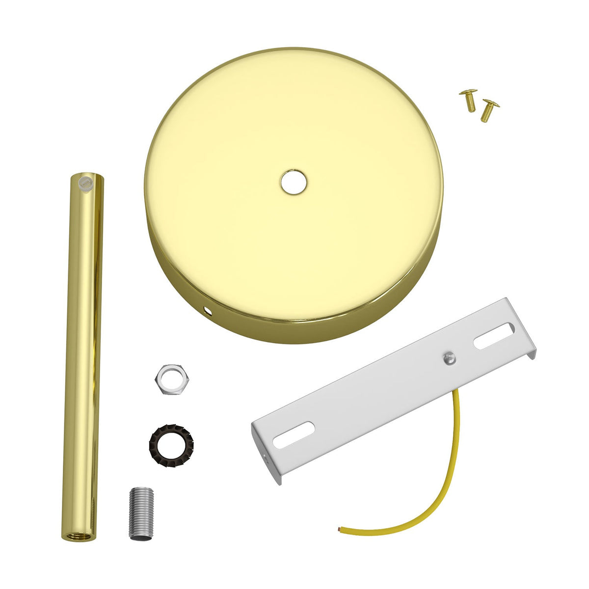 Zylindrisches Lampenbaldachin-Kit aus Metall mit Textilkabel-Zugentlastung, 15 cm – Messing – Ansicht 3