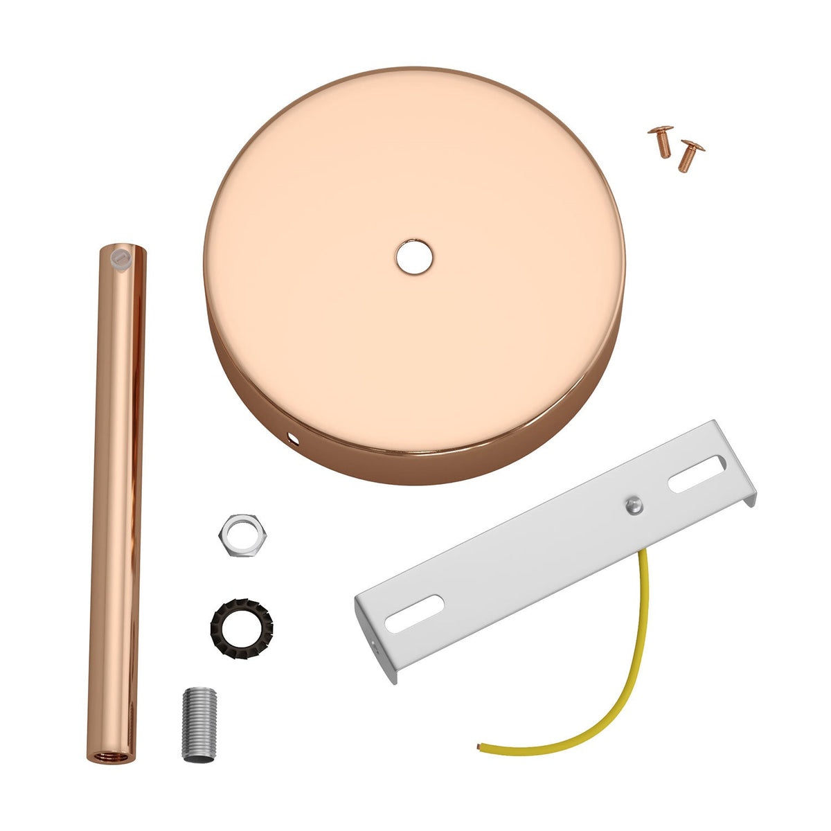 Zylindrisches Baldachin-Kit aus Metall mit 15 cm Zugentlastung – Kupfer – Ansicht 3