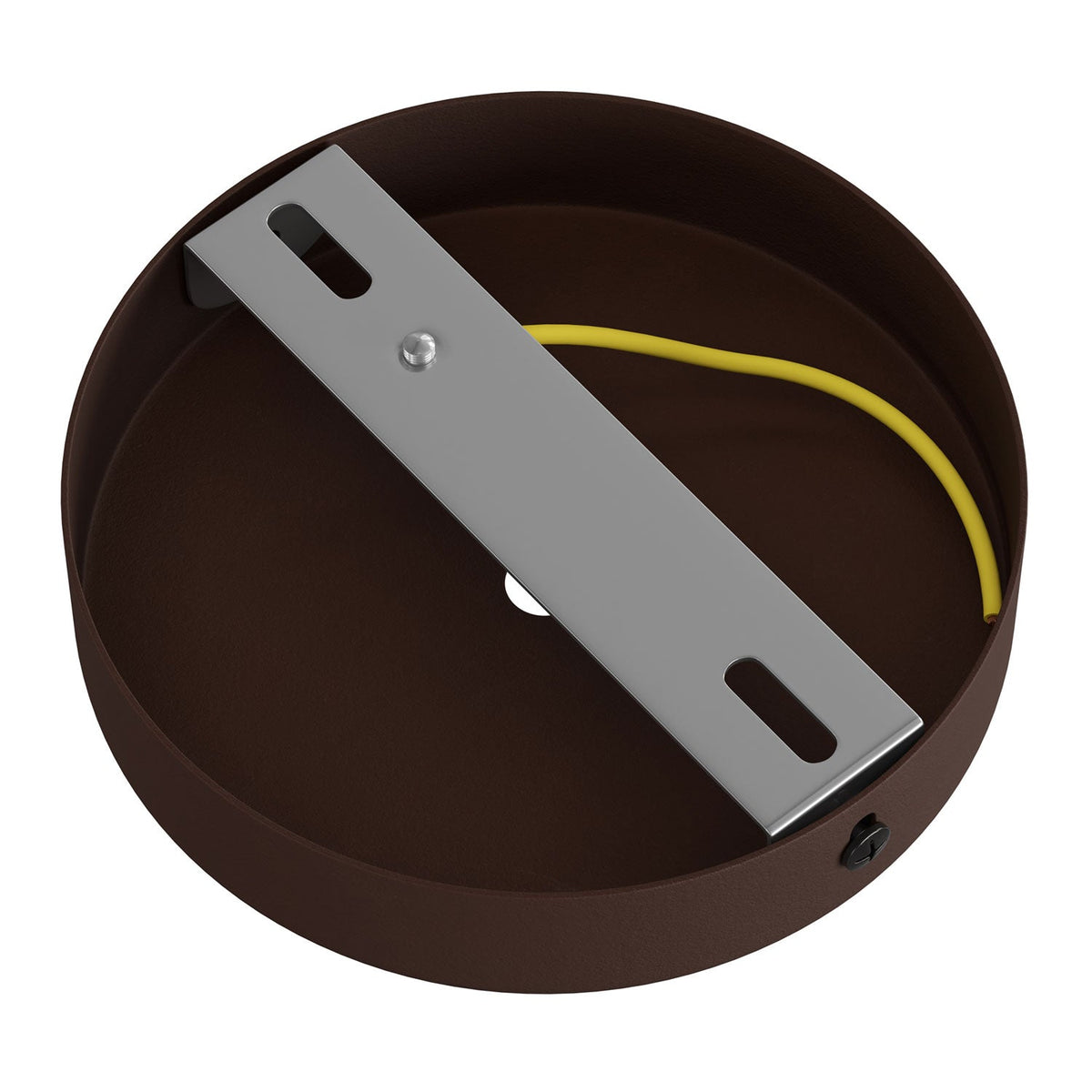 Zylindrisches Metalldeckenbaldachin-Set mit 15 cm Kabelklemme – Dunkel rostfarben lackiert – Ansicht 4