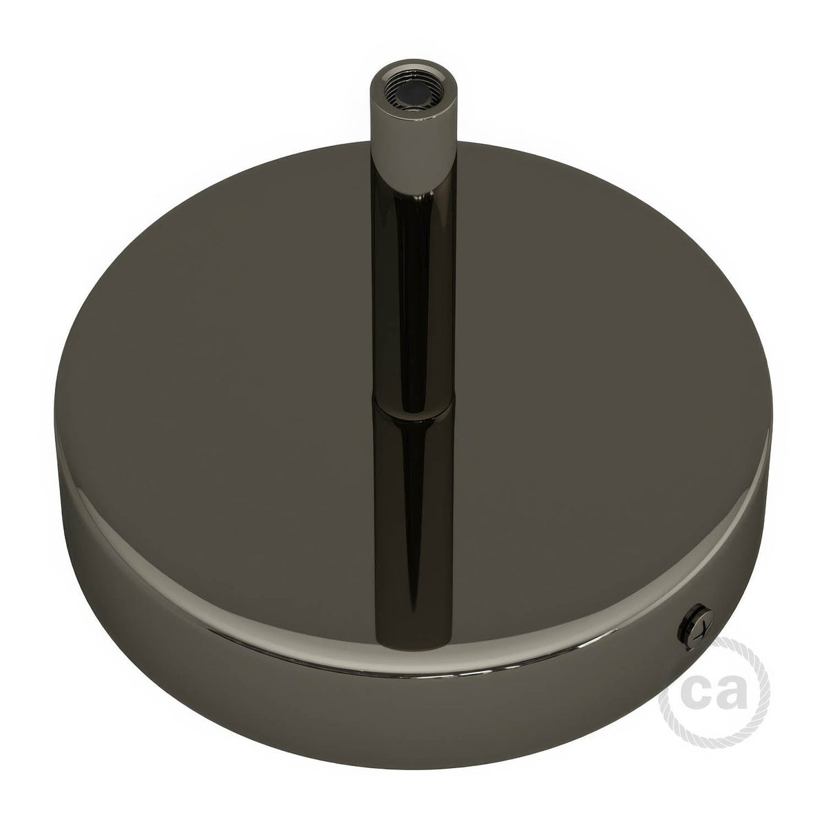 Zylindrisches Lampenbaldachin-Kit aus Metall mit 7 cm Textilkabelklemme - Schwarz Perla – Ansicht 2