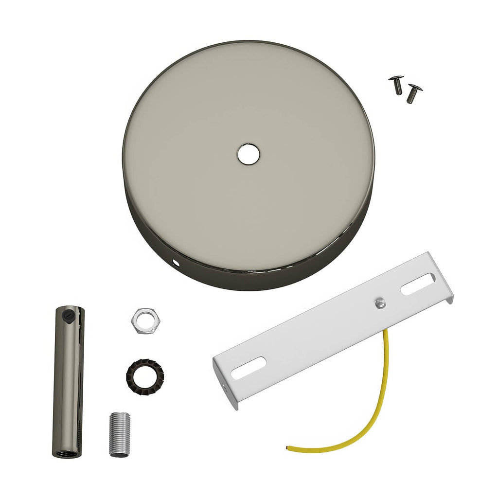 Zylindrisches Lampenbaldachin-Kit aus Metall mit 7 cm Textilkabelklemme - Schwarz Perla – Ansicht 3