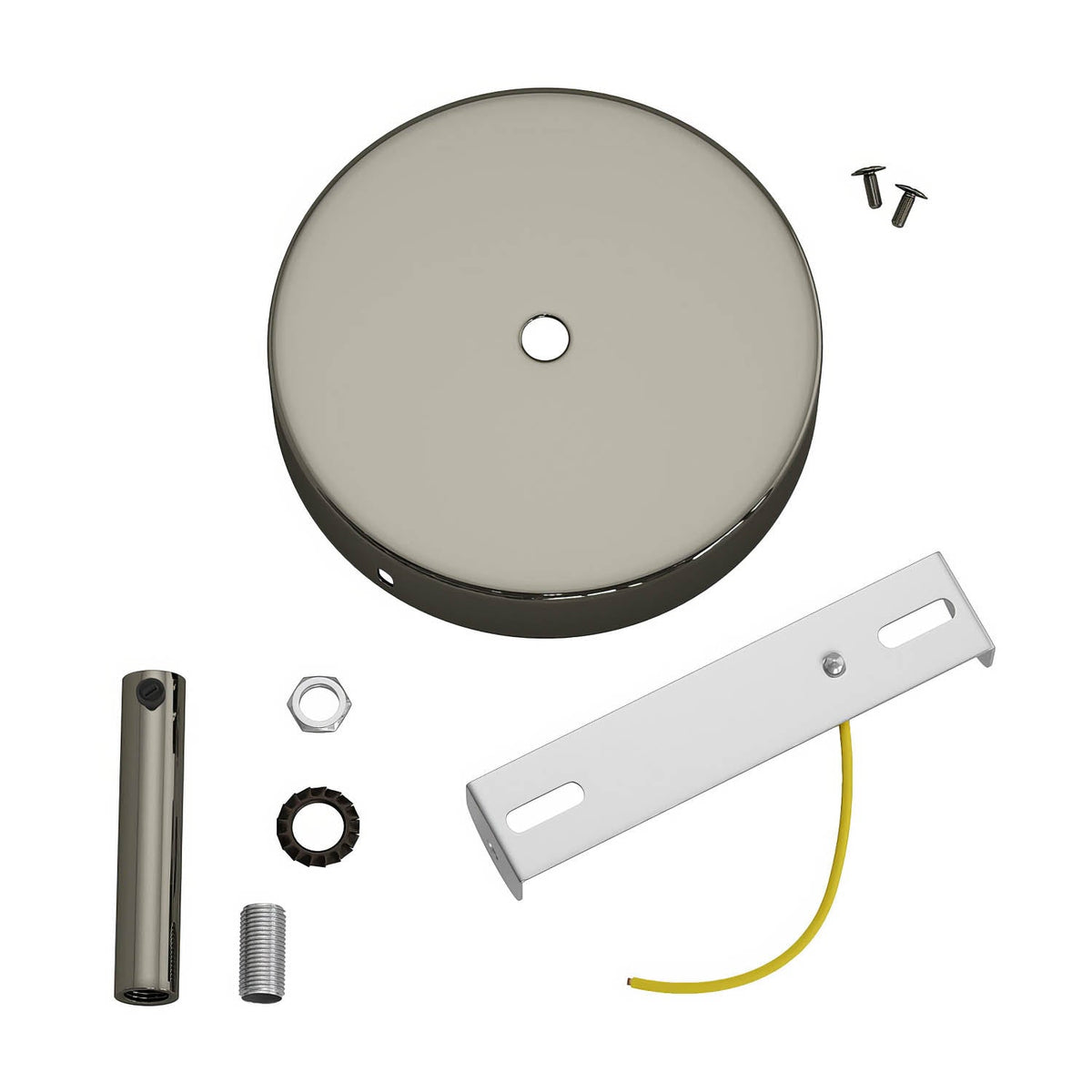 Zylindrisches Lampenbaldachin-Kit aus Metall mit 7 cm Textilkabelklemme - Schwarz Perla – Ansicht 3