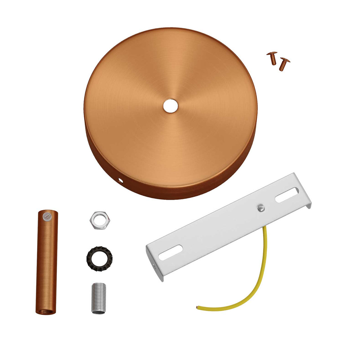 Zylindrisches Baldachin-Kit aus Metall mit 7 cm Kabelzugentlastung – Satin-Kupfer – Ansicht 3