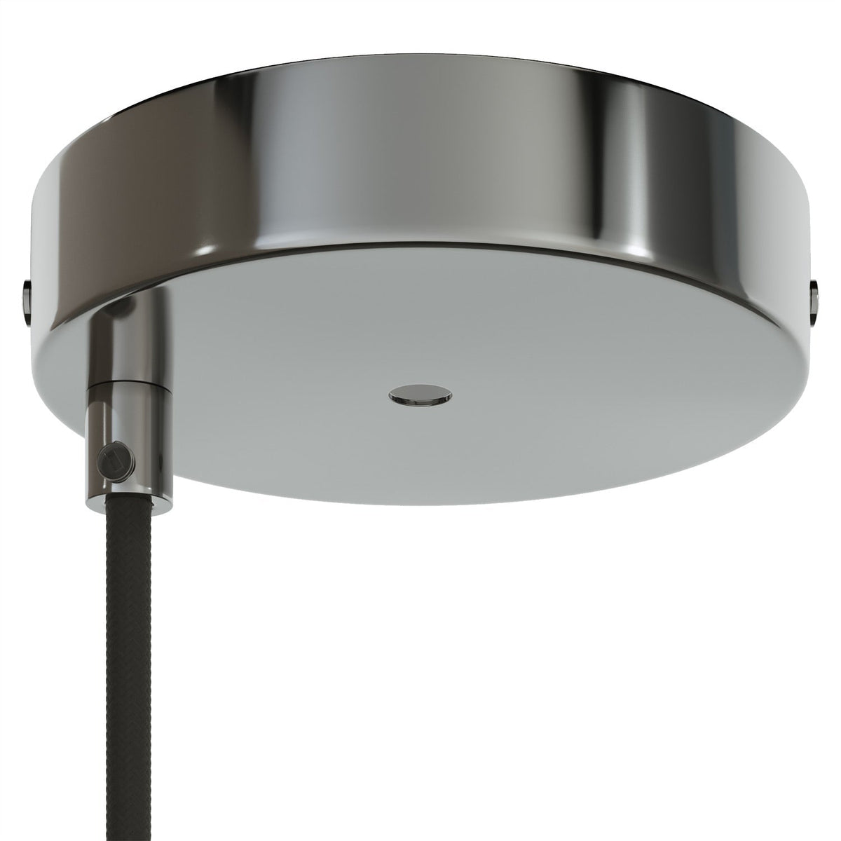 Kit zylindrischer Lampenbaldachin aus Metall Ø 120 mm mit 2 zentralen und dezentralen Löchern – Chrom
