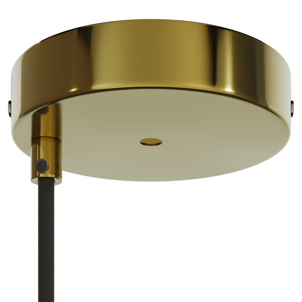Kit zylindrischer Lampenbaldachin aus Metall Ø 120 mm mit 2 zentralen und dezentralen Löchern – Messing