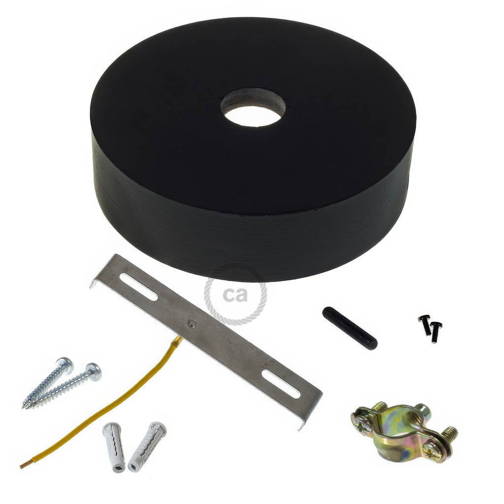 Lampenbaldachin-Kit aus Holz für 2XL-Kordel - Schwarz – Ansicht 2