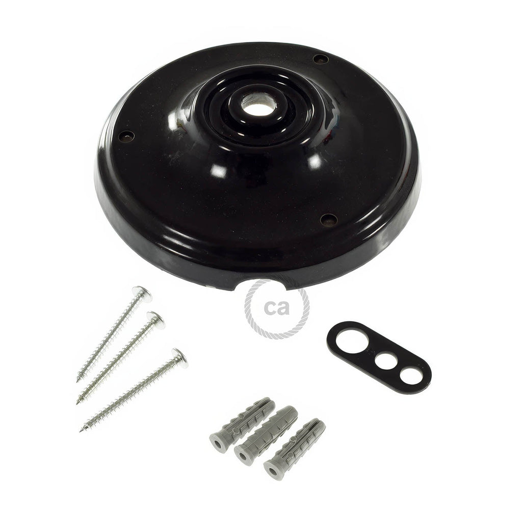 Rosone-Kit aus Porzellan – Schwarz – Ansicht 3