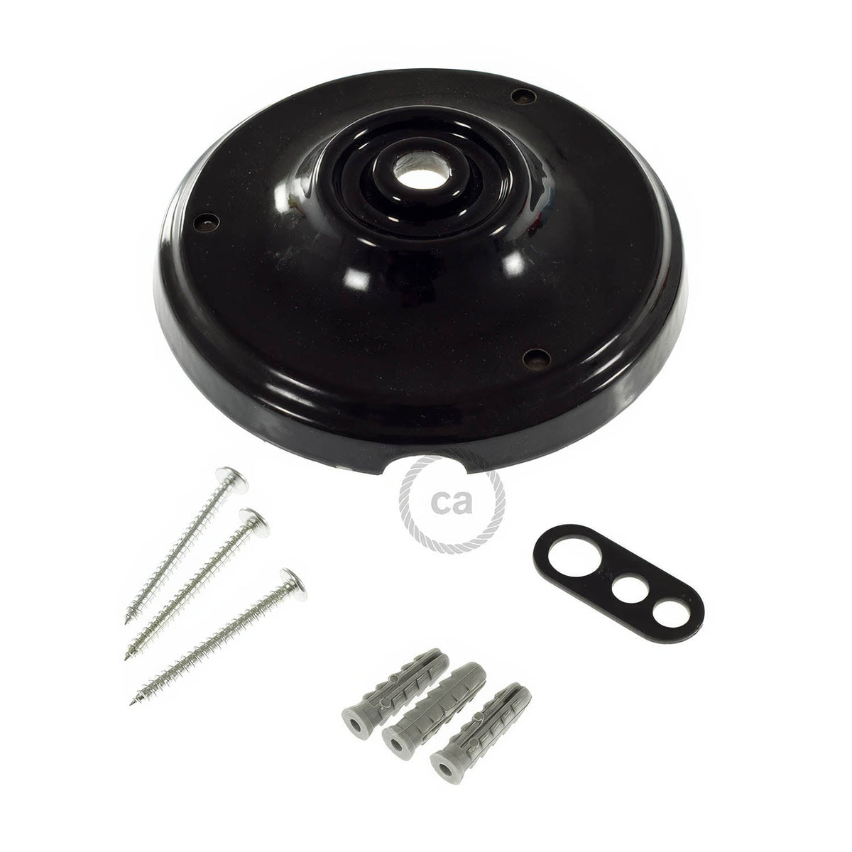 Rosone-Kit aus Porzellan – Schwarz – Ansicht 3